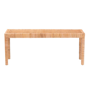 English Elm Modern Mahogany Rattan Woven Entryway Bench with Foam Padded Upholstered Seat B2750P467656