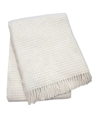 HomeRoots 55" Cream Cotton Blend Waffle Weave Throw Blanket with Decorative Fringe – Cozy, Stylish, Versatile Decor 632915