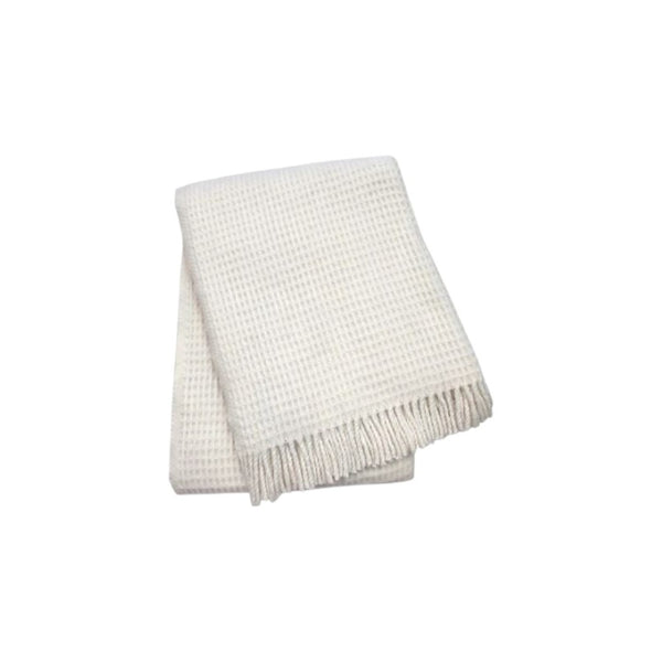 HomeRoots 55" Cream Cotton Blend Waffle Weave Throw Blanket with Decorative Fringe – Cozy, Stylish, Versatile Decor 632915
