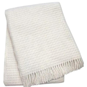 HomeRoots 55" Cream Cotton Blend Waffle Weave Throw Blanket with Decorative Fringe – Cozy, Stylish, Versatile Decor 632915