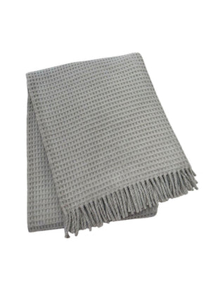 HomeRoots 55" Cozy Light Gray Cotton Blend Waffle Weave Throw Blanket with Fringe for Home & Travel Use 632916