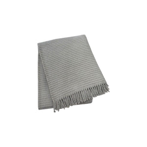 HomeRoots 55" Cozy Light Gray Cotton Blend Waffle Weave Throw Blanket with Fringe for Home & Travel Use 632916