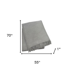 HomeRoots 55" Cozy Light Gray Cotton Blend Waffle Weave Throw Blanket with Fringe for Home & Travel Use 632916