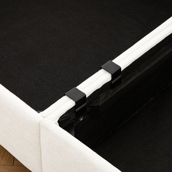 English Elm Stylish White Chenille Loveseat With Ottoman Storage, Ergonomic Backrest & Modular Design For Comfort W714S01036-GIGA