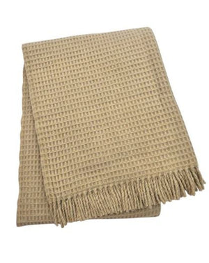 HomeRoots 55" Luxurious Stone Cotton-Microfiber Plush Throw Blanket with Decorative Fringe for Cozy Comfort 632919