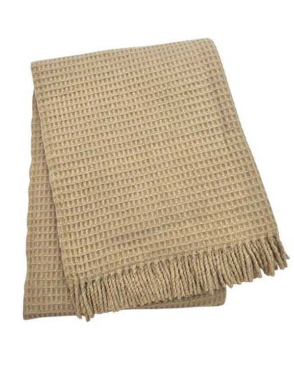 HomeRoots 55" Luxurious Stone Cotton-Microfiber Plush Throw Blanket with Decorative Fringe for Cozy Comfort 632919