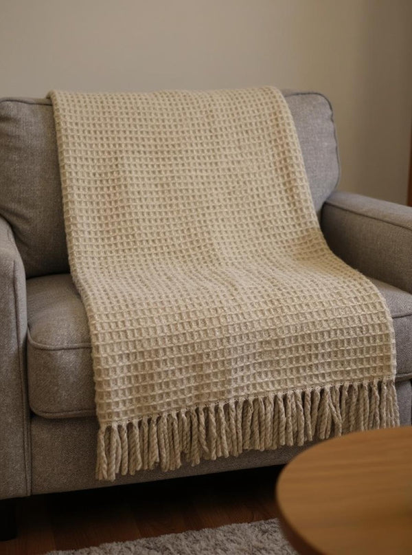 HomeRoots 55" Luxurious Stone Cotton-Microfiber Plush Throw Blanket with Decorative Fringe for Cozy Comfort 632919