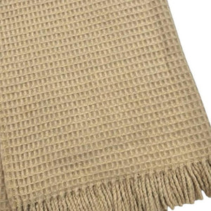 HomeRoots 55" Luxurious Stone Cotton-Microfiber Plush Throw Blanket with Decorative Fringe for Cozy Comfort 632919