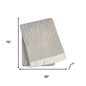 HomeRoots 55" Cinnamon Woven Plush Throw Blanket - Soft Cotton Blend with Fringe for Cozy Home Decor & Gifts 632920