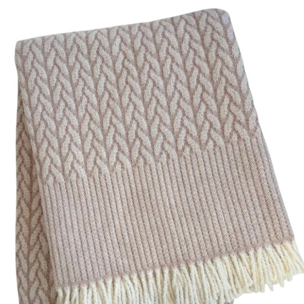 HomeRoots 55" Dusty Rose Plush Throw Blanket - Woven Cotton Blend with Fringe for Cozy Elegance & Versatility 632921