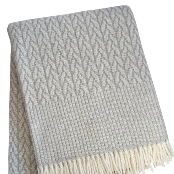 HomeRoots 55" Plush Gray Cotton Blend Woven Throw Blanket with Decorative Fringe for Cozy Living Spaces 632922