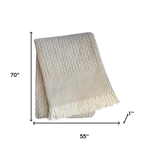 HomeRoots 55" Luxurious Linen Cotton Blend Throw Blanket with Fringe – Perfect for Cozying Up Indoors or Outdoors! 632923