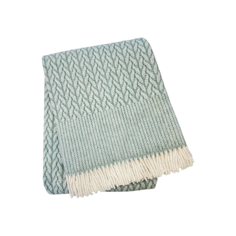 HomeRoots 55" Cozy Sage Cotton Blend Plush Throw Blanket with Fringe - Perfect for Home, Outdoor & Gifting! 632924