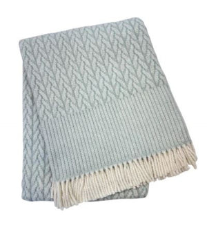 HomeRoots 55" Sky Blue Plush Throw Blanket - Cozy Cotton Blend, Woven Design with Elegant Fringe for All Seasons 632925