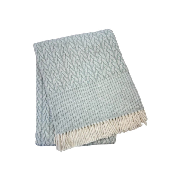 HomeRoots 55" Sky Blue Plush Throw Blanket - Cozy Cotton Blend, Woven Design with Elegant Fringe for All Seasons 632925