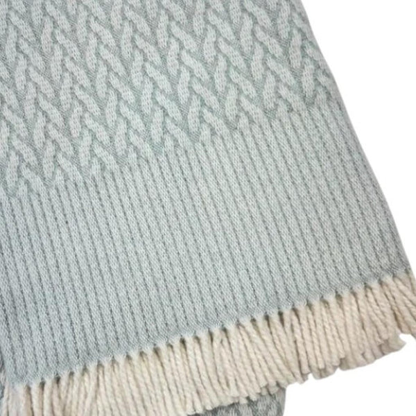 HomeRoots 55" Sky Blue Plush Throw Blanket - Cozy Cotton Blend, Woven Design with Elegant Fringe for All Seasons 632925