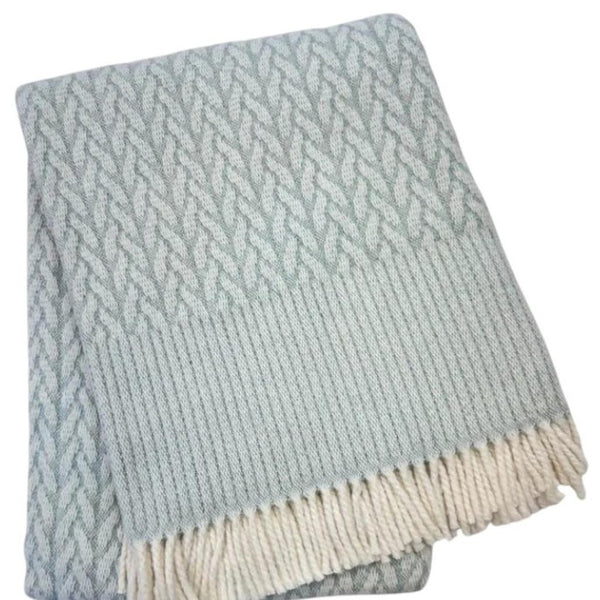 HomeRoots 55" Sky Blue Plush Throw Blanket - Cozy Cotton Blend, Woven Design with Elegant Fringe for All Seasons 632925