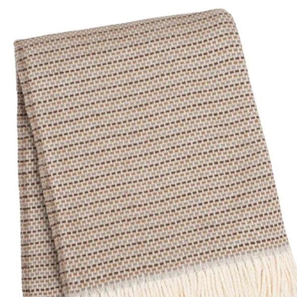 HomeRoots 55" Luxurious Camel Cotton Blend Woven Plush Throw Blanket with Elegant Fringe for Cozy Comfort 632926