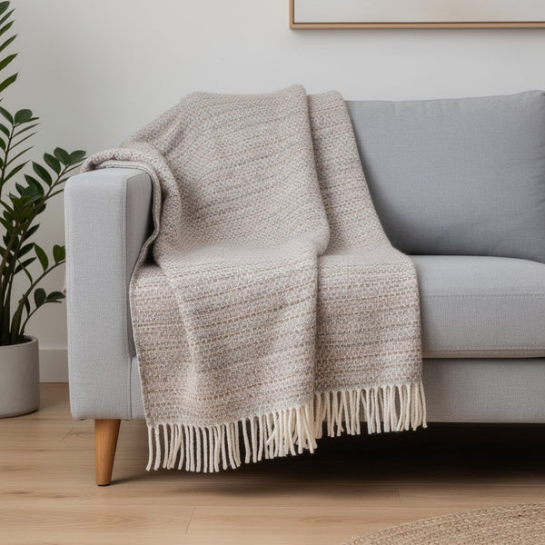 HomeRoots 55" Luxurious Chestnut Cotton Blend Plush Throw Blanket with Fringe for Cozy Living & Gifting 632927