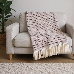 HomeRoots 55" Dusty Rose Plush Cotton Blend Throw Blanket - Soft Woven Design with Fringe for Cozy Comfort 632928