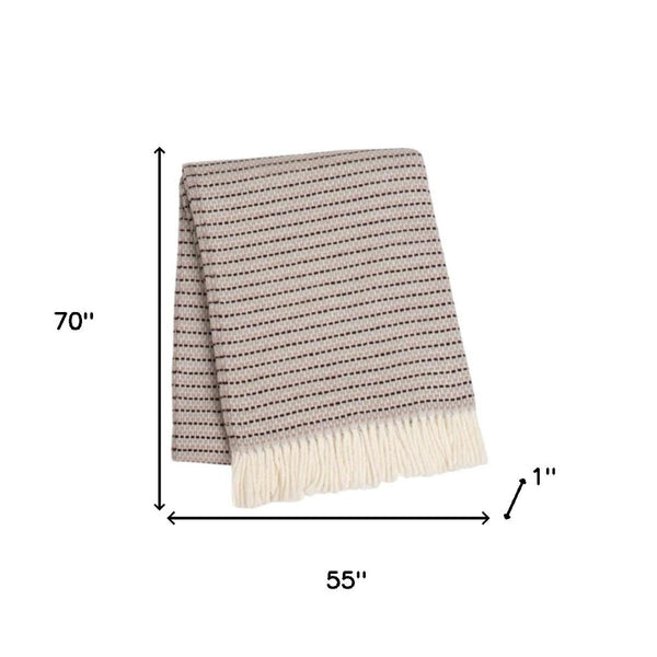 HomeRoots 55" Dusty Rose Plush Cotton Blend Throw Blanket - Soft Woven Design with Fringe for Cozy Comfort 632928