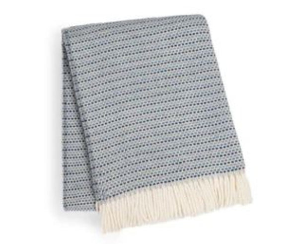 HomeRoots 55" Denim Blue Plush Woven Throw Blanket – Cozy Cotton Blend with Fringe for Home or Outdoor Use 632929