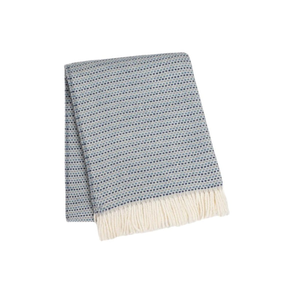 HomeRoots 55" Denim Blue Plush Woven Throw Blanket – Cozy Cotton Blend with Fringe for Home or Outdoor Use 632929
