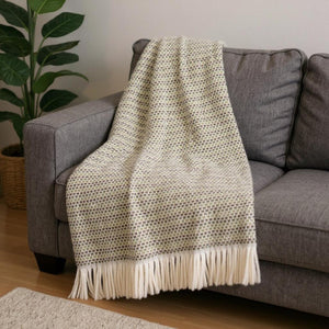 HomeRoots 55" Plush Moss Green Woven Cotton Blend Throw Blanket with Decorative Fringe – Cozy & Stylish Comfort 632930