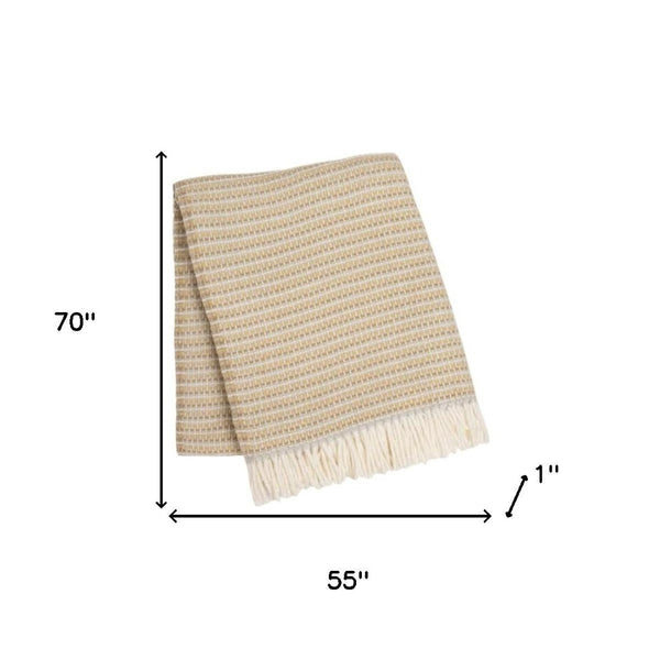 HomeRoots 55" Luxurious Stone Cotton Blend Plush Throw Blanket with Fringe - Perfect for Home & Gifting! 632931