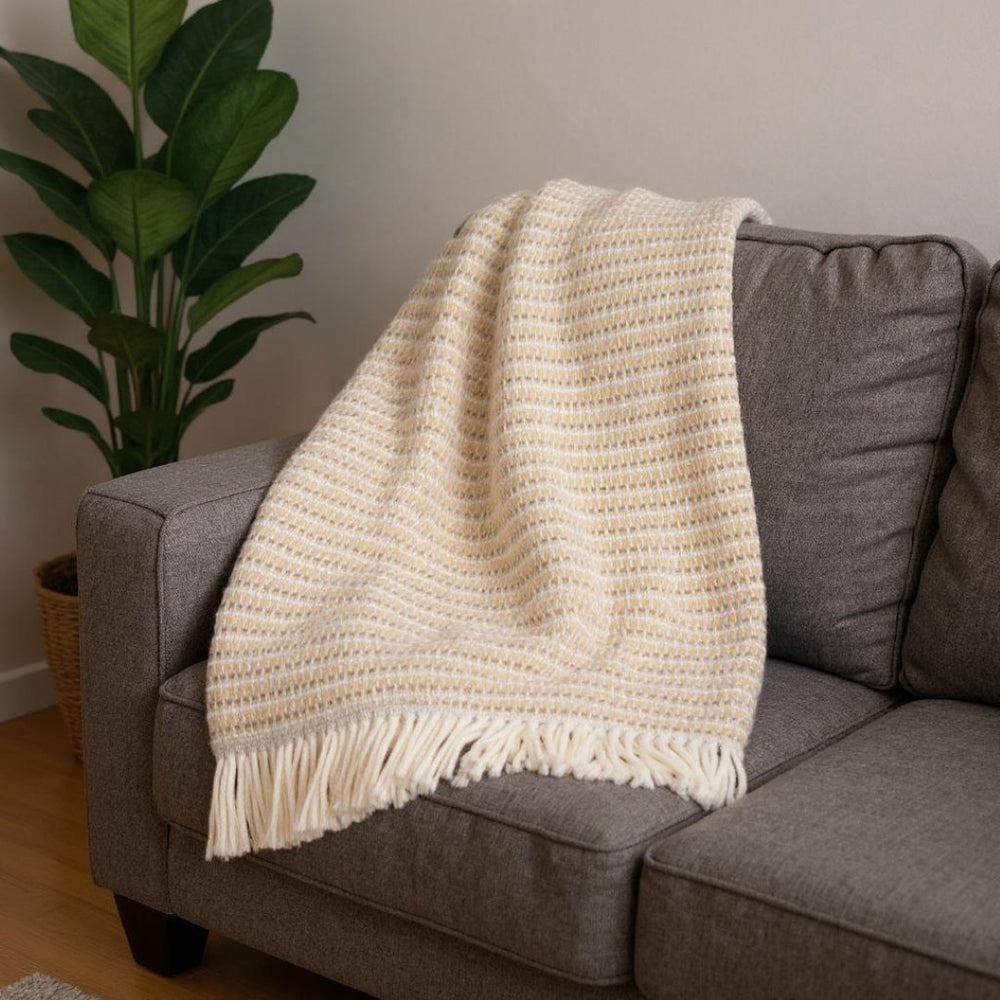HomeRoots 55" Luxurious Stone Cotton Blend Plush Throw Blanket with Fringe - Perfect for Home & Gifting! 632931