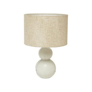 HomeRoots 18" Distressed White Marble Table Lamp with Elegant Drum Shade for Stylish Ambient Lighting 632934