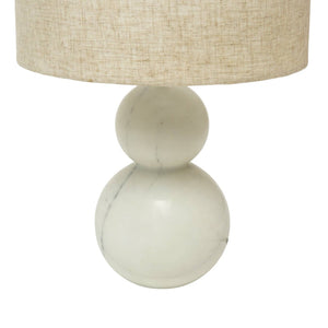 HomeRoots 18" Distressed White Marble Table Lamp with Elegant Drum Shade for Stylish Ambient Lighting 632934