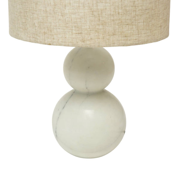 HomeRoots 18" Distressed White Marble Table Lamp with Elegant Drum Shade for Stylish Ambient Lighting 632934
