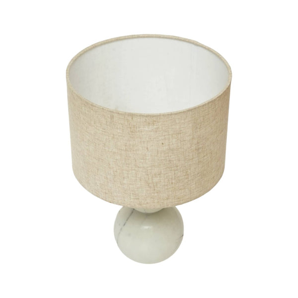 HomeRoots 18" Distressed White Marble Table Lamp with Elegant Drum Shade for Stylish Ambient Lighting 632934