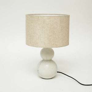 HomeRoots 18" Distressed White Marble Table Lamp with Elegant Drum Shade for Stylish Ambient Lighting 632934