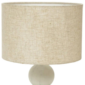 HomeRoots 18" Distressed White Marble Table Lamp with Elegant Drum Shade for Stylish Ambient Lighting 632934