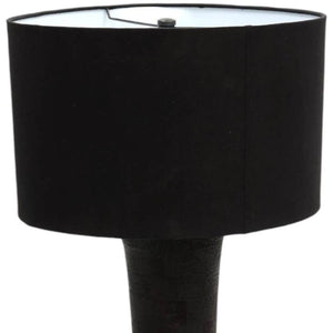 HomeRoots 29" Distressed Black Solid Wood Urn Table Lamp with Artisan Drum Shade for Rustic Home Décor Charm 632937