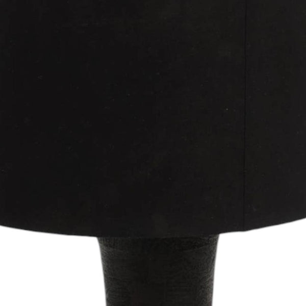 HomeRoots 29" Distressed Black Solid Wood Urn Table Lamp with Artisan Drum Shade for Rustic Home Décor Charm 632937