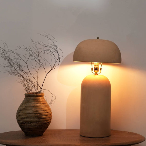 HomeRoots 25" Distressed Beige Ceramic Table Lamp - Artisan Design, Soft Ambient Light for Any Room Decor 632938