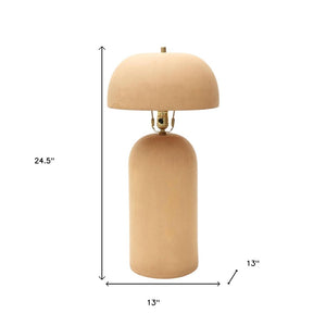 HomeRoots 25" Distressed Beige Ceramic Table Lamp - Artisan Design, Soft Ambient Light for Any Room Decor 632938