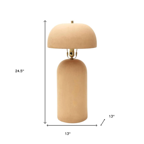 HomeRoots 25" Distressed Beige Ceramic Table Lamp - Artisan Design, Soft Ambient Light for Any Room Decor 632938