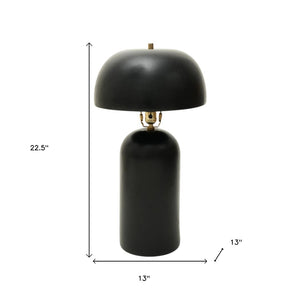 HomeRoots 23" Distressed Black Ceramic Table Lamp – Modern Artisan Design with Drum Shade for Elegant Spaces 632939