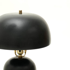 HomeRoots 23" Distressed Black Ceramic Table Lamp – Modern Artisan Design with Drum Shade for Elegant Spaces 632939