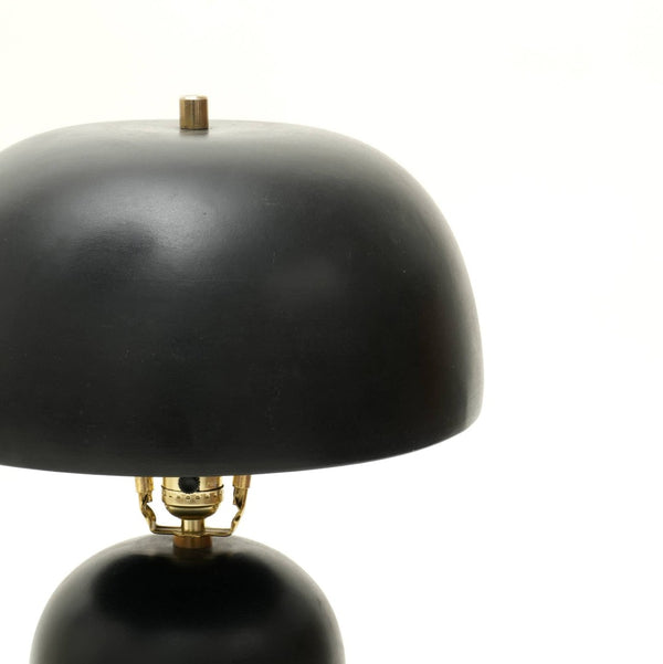 HomeRoots 23" Distressed Black Ceramic Table Lamp – Modern Artisan Design with Drum Shade for Elegant Spaces 632939