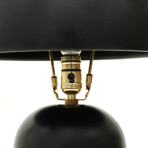 HomeRoots 23" Distressed Black Ceramic Table Lamp – Modern Artisan Design with Drum Shade for Elegant Spaces 632939