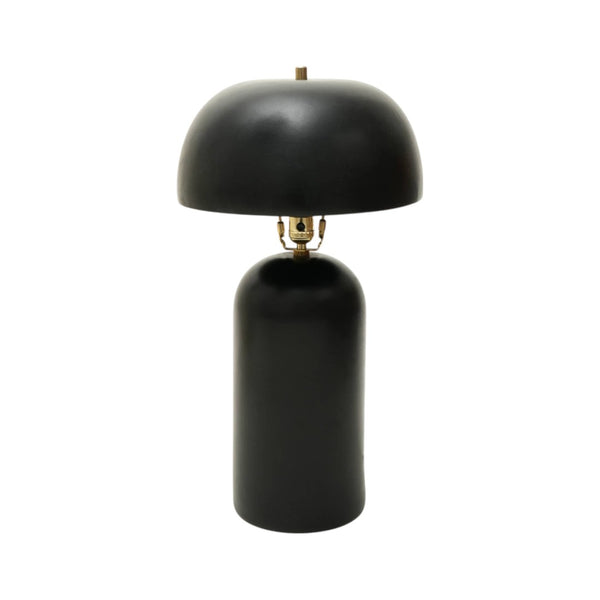 HomeRoots 23" Distressed Black Ceramic Table Lamp – Modern Artisan Design with Drum Shade for Elegant Spaces 632939