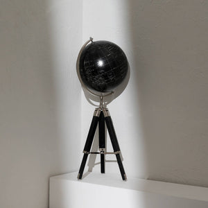 HomeRoots 32" Silver Aluminum Tabletop Sculpture - Contemporary Globe Design for Modern Elegance & Versatile Décor 632976