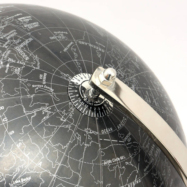 HomeRoots 32" Silver Aluminum Tabletop Sculpture - Contemporary Globe Design for Modern Elegance & Versatile Décor 632976