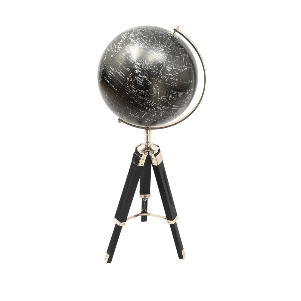 HomeRoots 32" Silver Aluminum Tabletop Sculpture - Contemporary Globe Design for Modern Elegance & Versatile Décor 632976