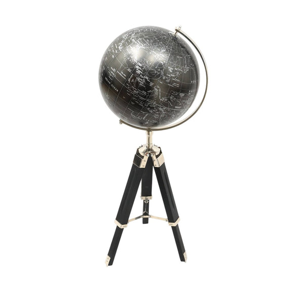 HomeRoots 32" Silver Aluminum Tabletop Sculpture - Contemporary Globe Design for Modern Elegance & Versatile Décor 632976